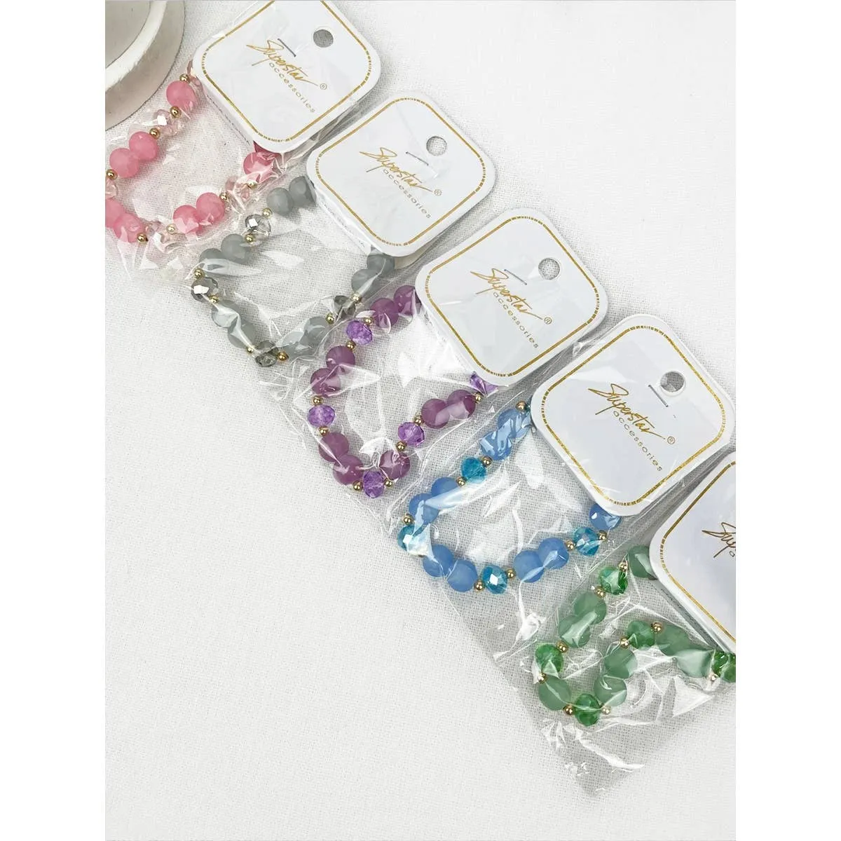 Soft Tone Bead Mix Stretch String Bracelet