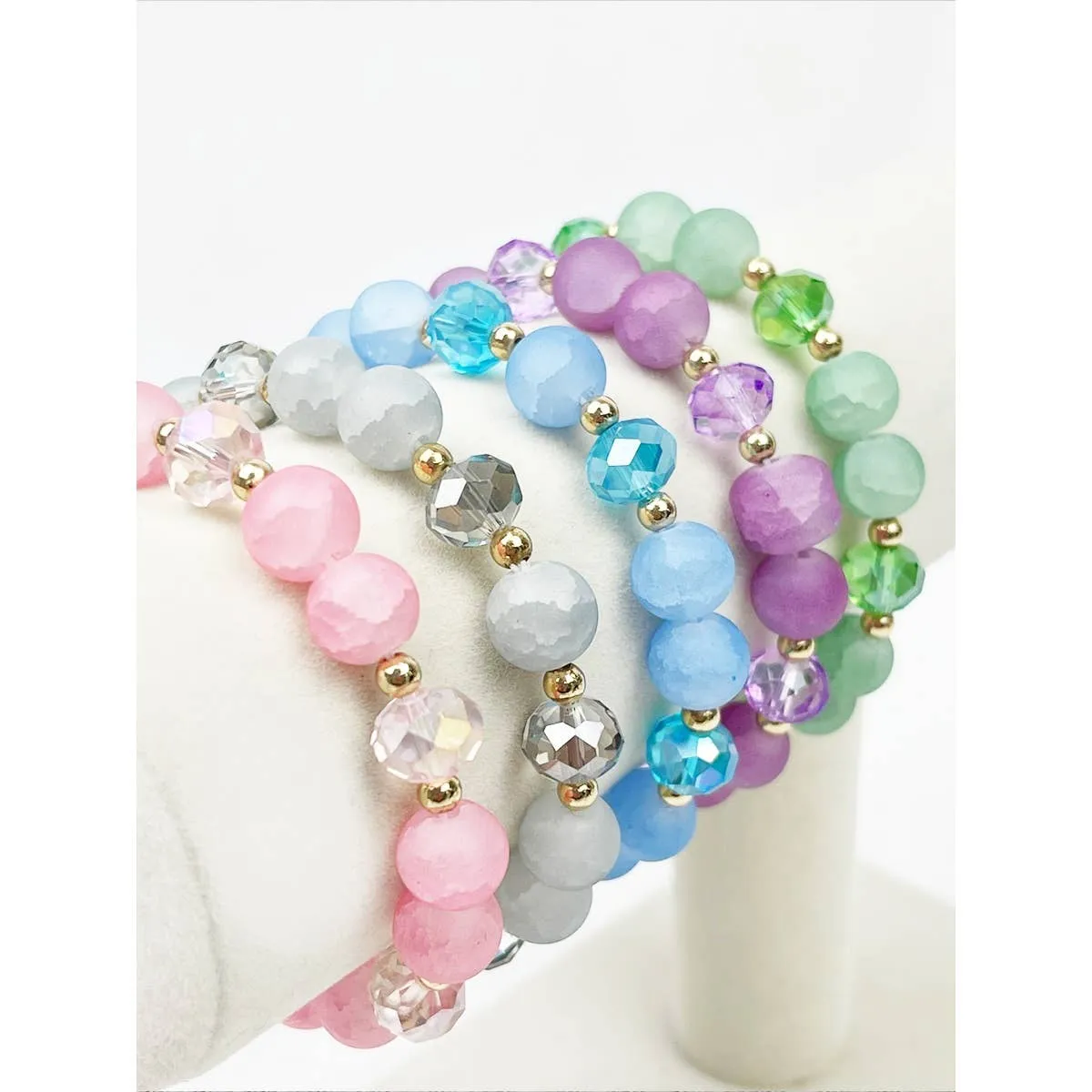 Soft Tone Bead Mix Stretch String Bracelet