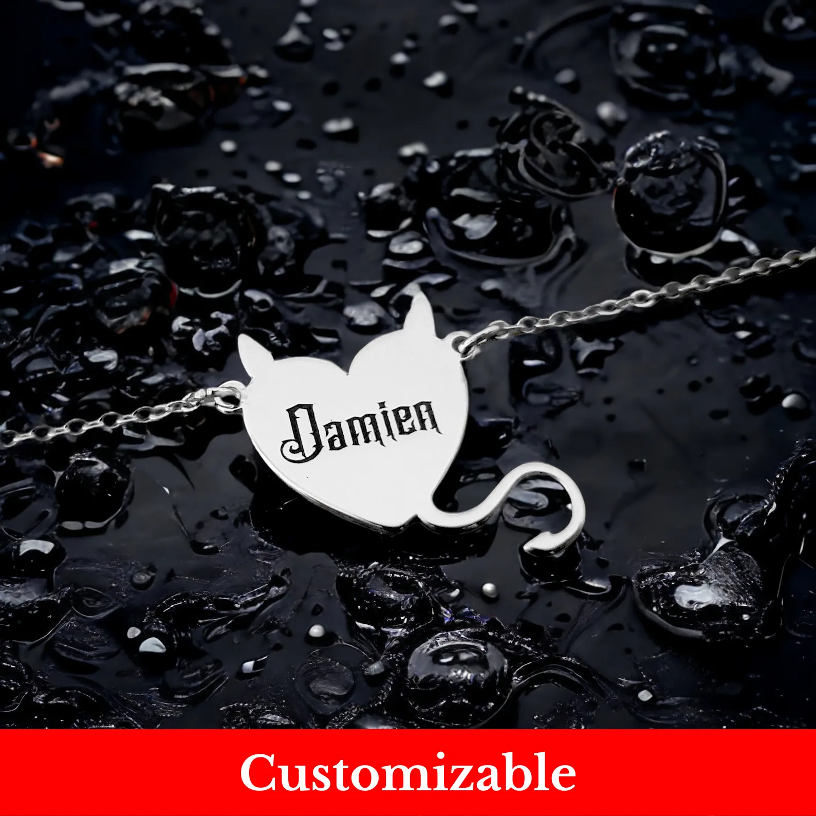 Soul's Temptation: Personalized Devil Heart Necklace