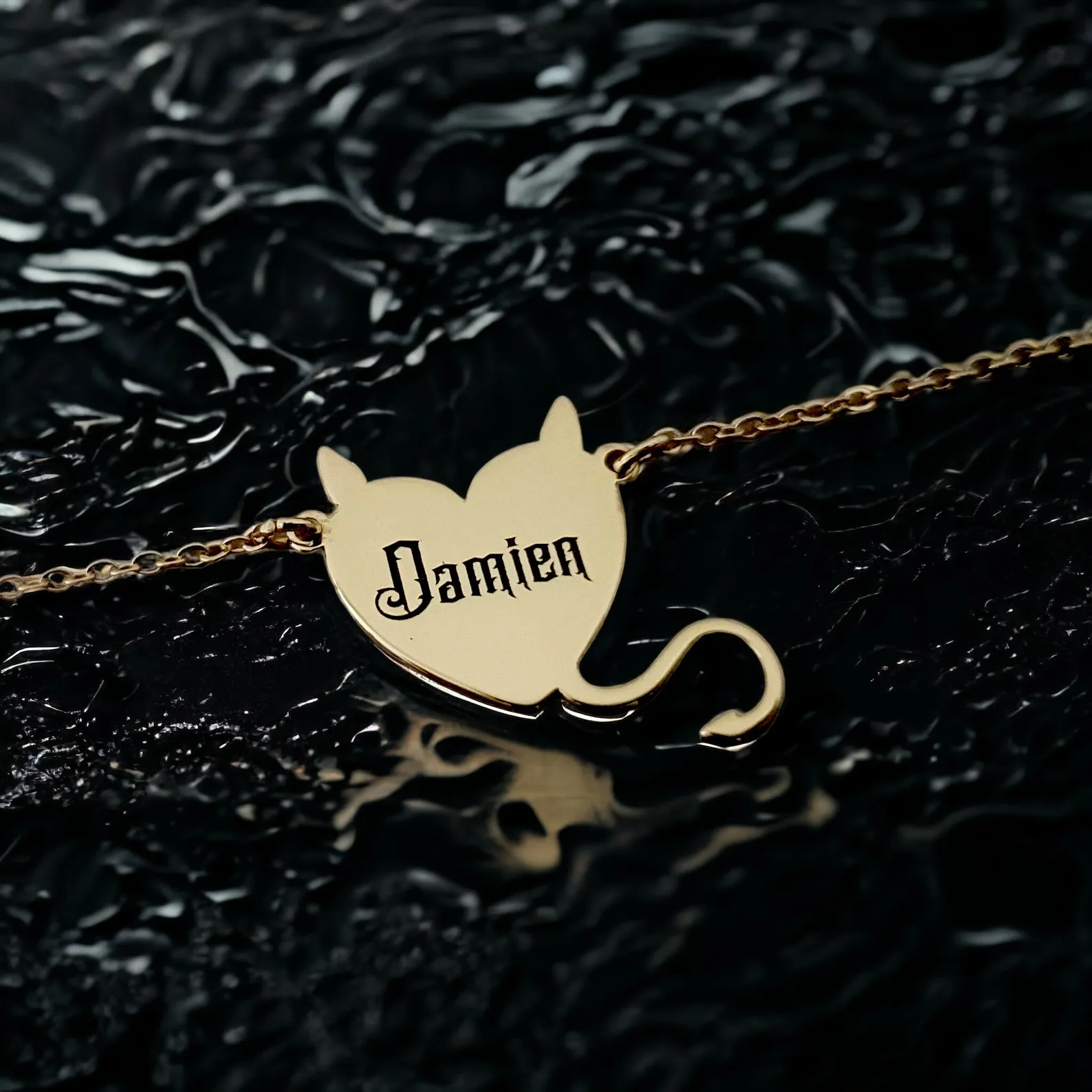 Soul's Temptation: Personalized Devil Heart Necklace