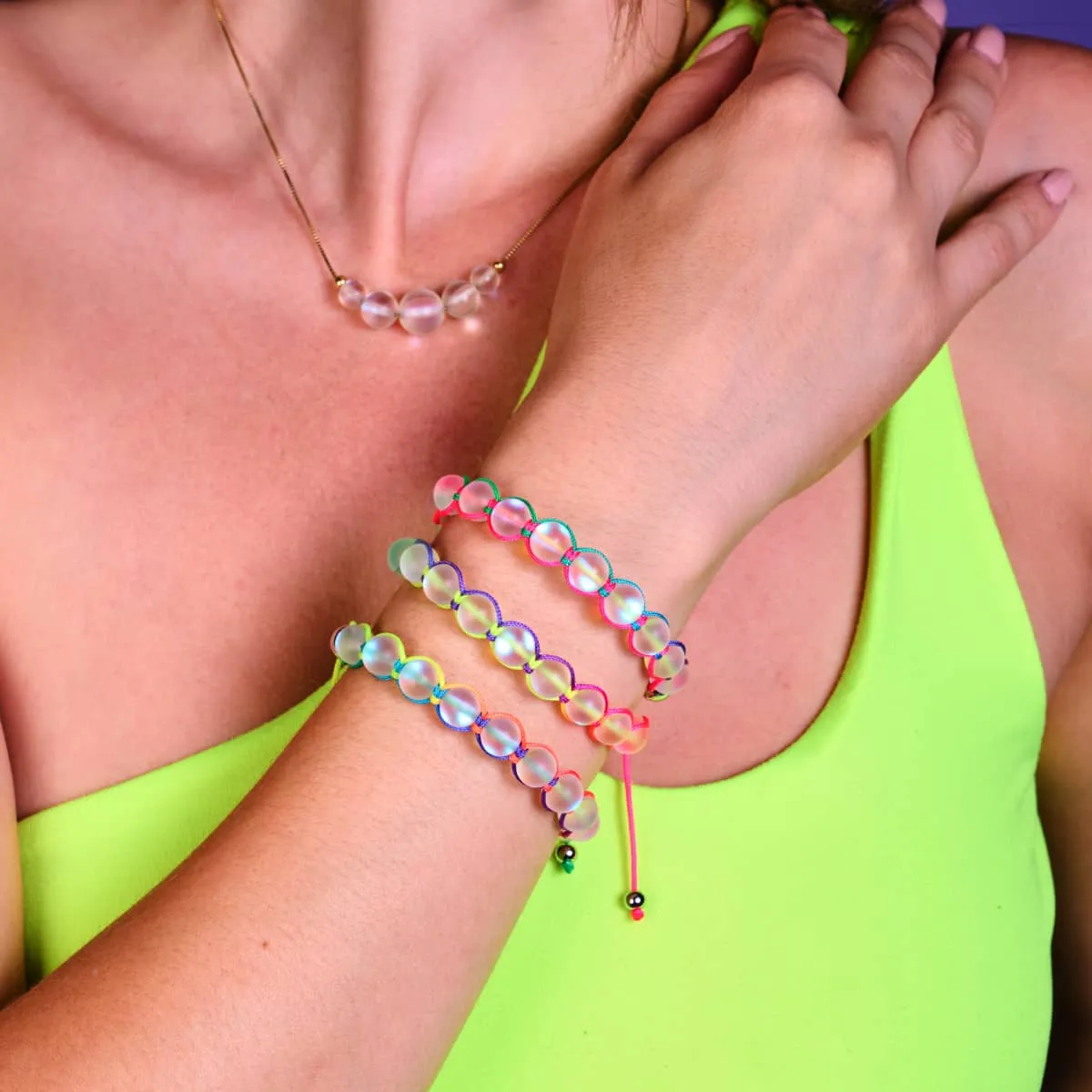 Spectrum | Rainbow White | Silver | Mermaid Glass Charmballa Bracelet