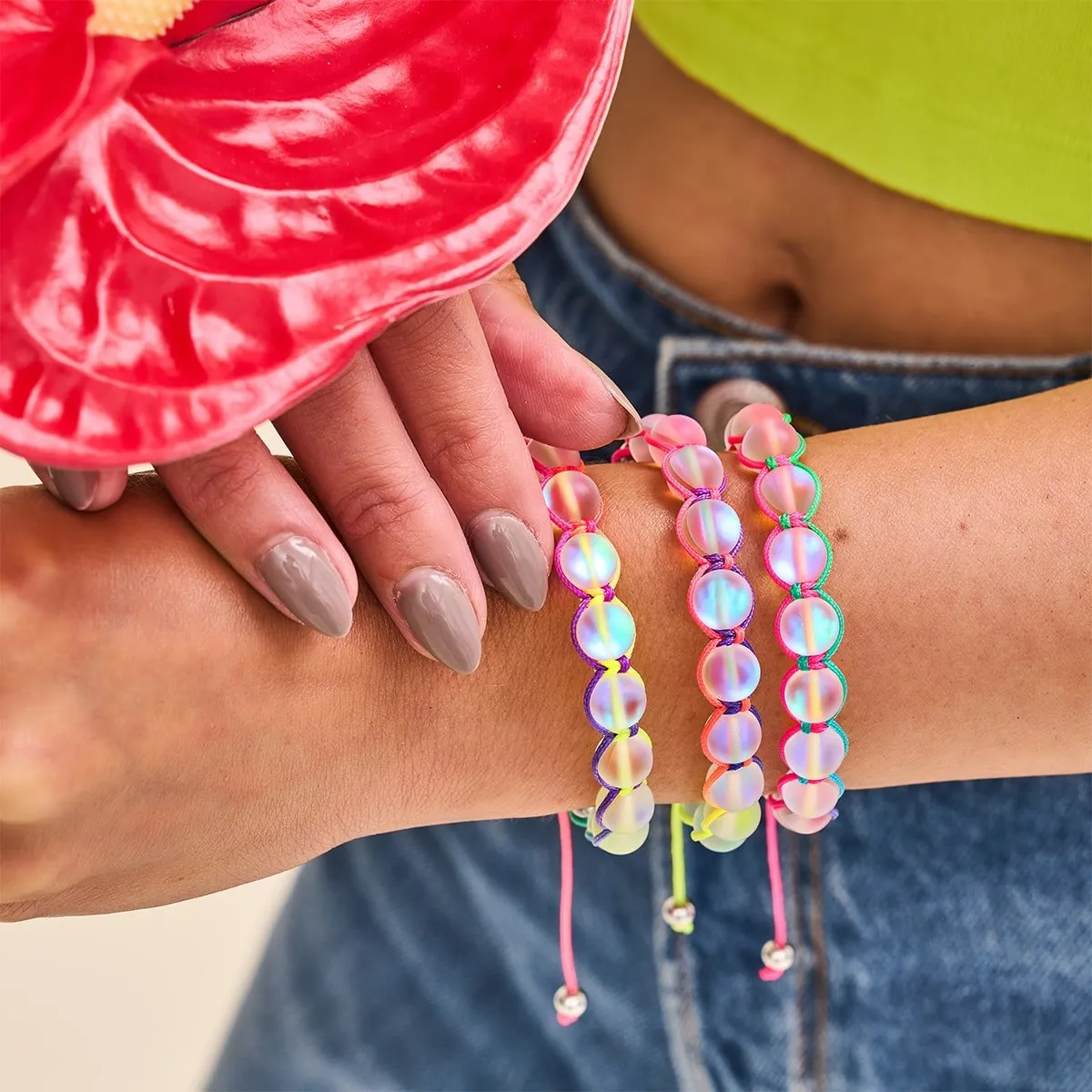 Spectrum | Rainbow White | Silver | Mermaid Glass Charmballa Bracelet