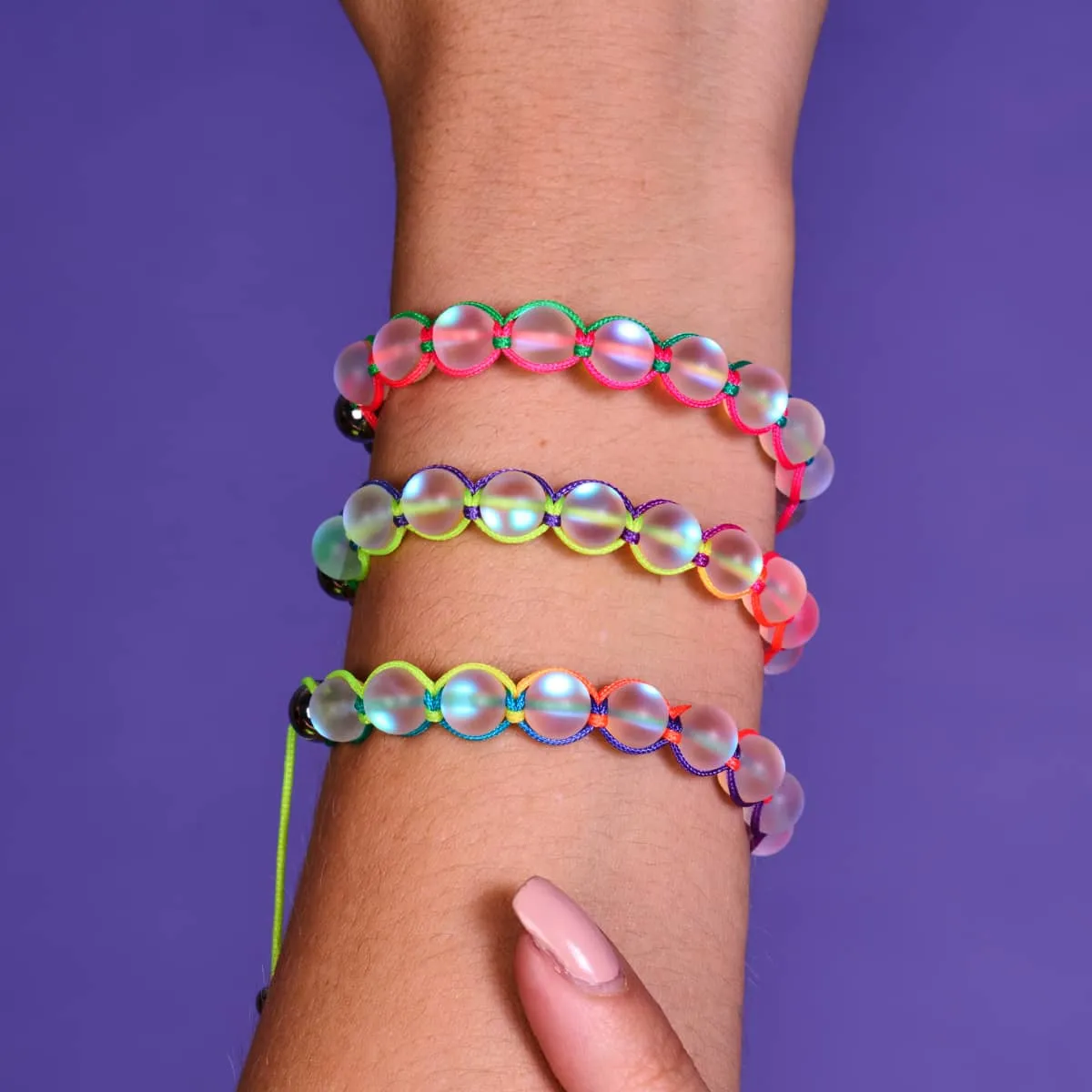 Spectrum | Rainbow White | Silver | Mermaid Glass Charmballa Bracelet