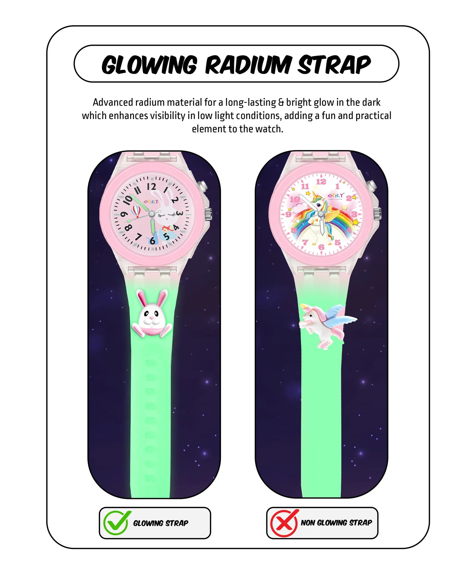 Spiky 3D Monkey & Rabbit Cartoon Analog Light Watch Combo