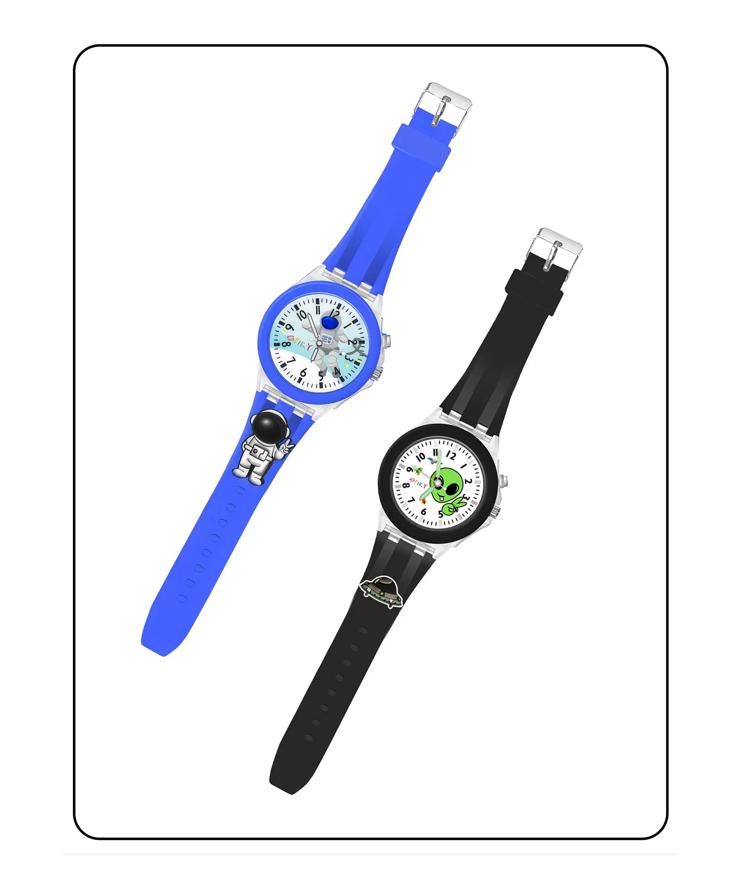 Spiky 3D Monkey & Rabbit Cartoon Analog Light Watch Combo