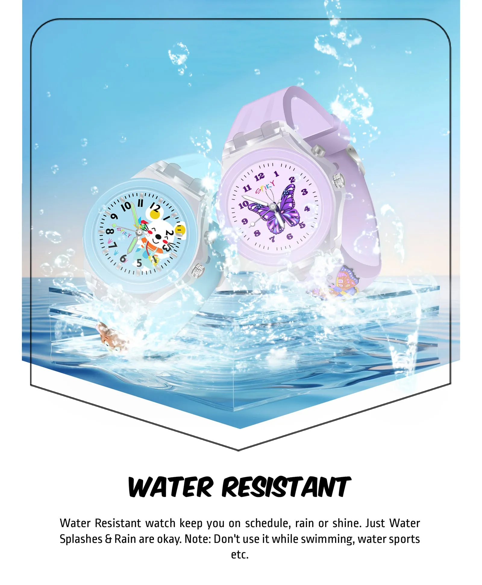 Spiky 3D Monkey & Rabbit Cartoon Analog Light Watch Combo