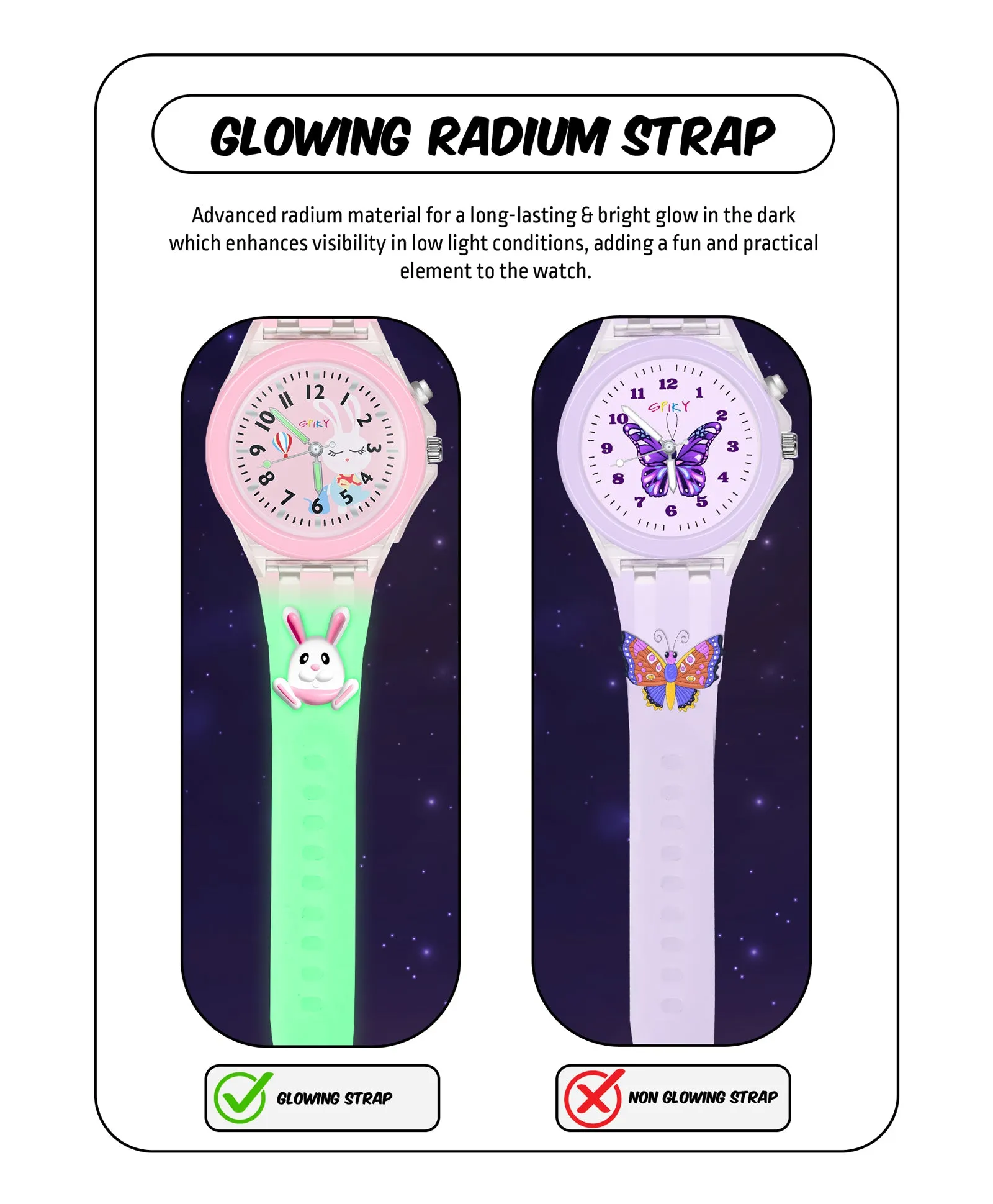 Spiky 3D Monkey & Rabbit Cartoon Analog Light Watch Combo