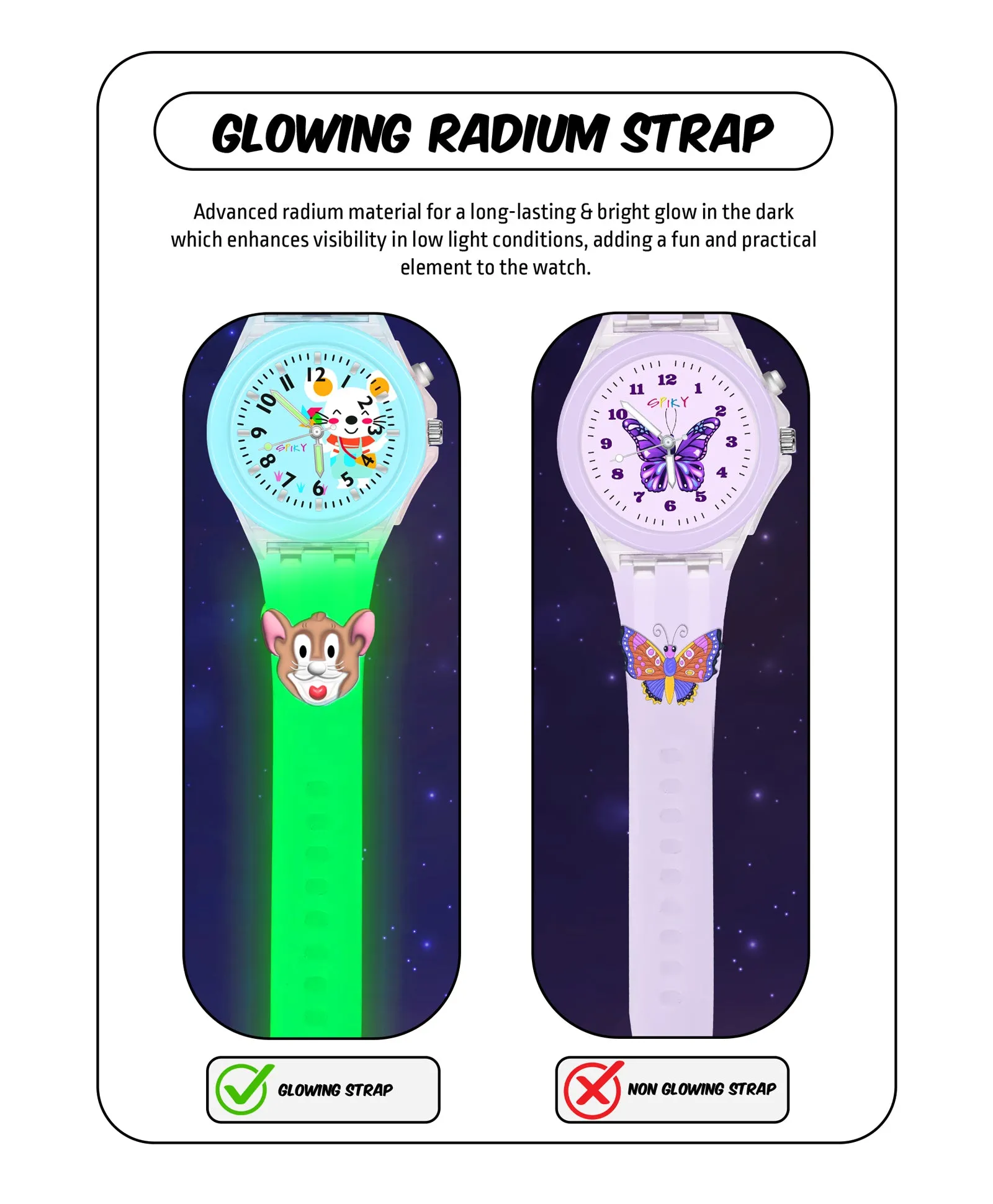Spiky 3D Monkey & Rabbit Cartoon Analog Light Watch Combo