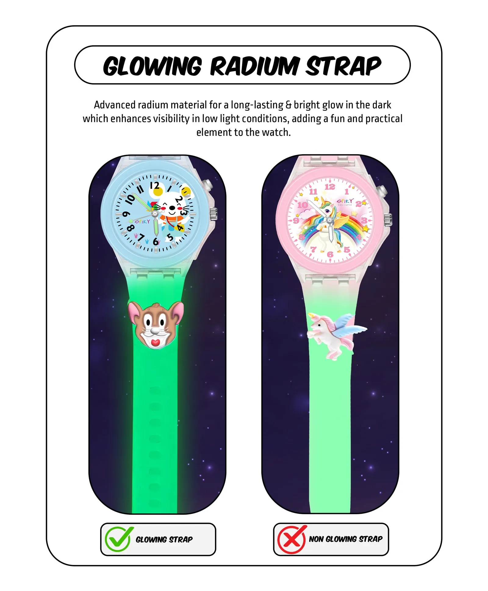 Spiky 3D Monkey & Rabbit Cartoon Analog Light Watch Combo