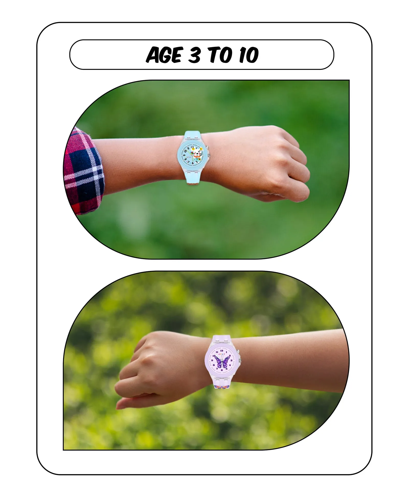 Spiky 3D Monkey & Rabbit Cartoon Analog Light Watch Combo