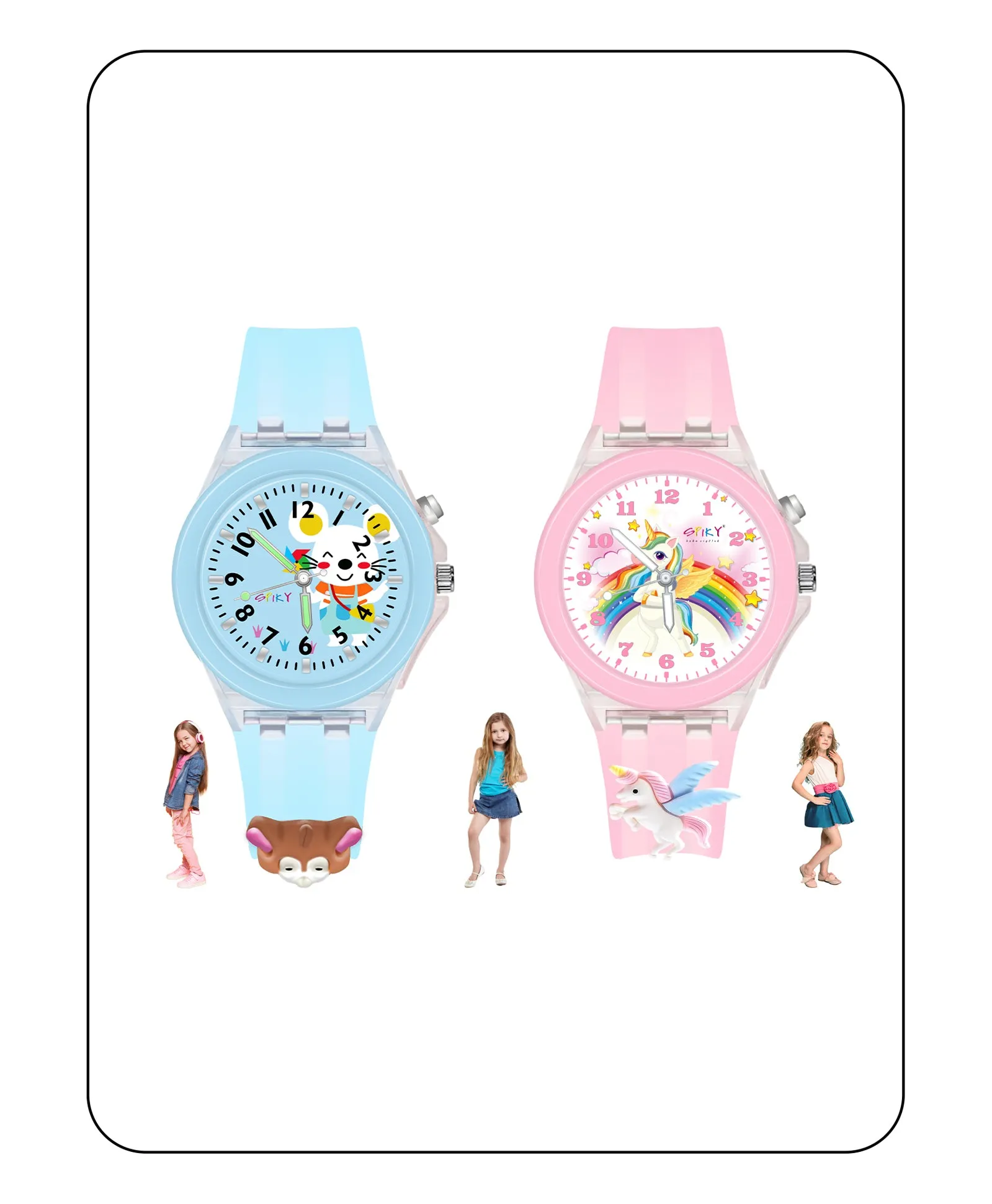 Spiky Combo of Butterfly & Monkey 3D Cartoon Analog Light Watch