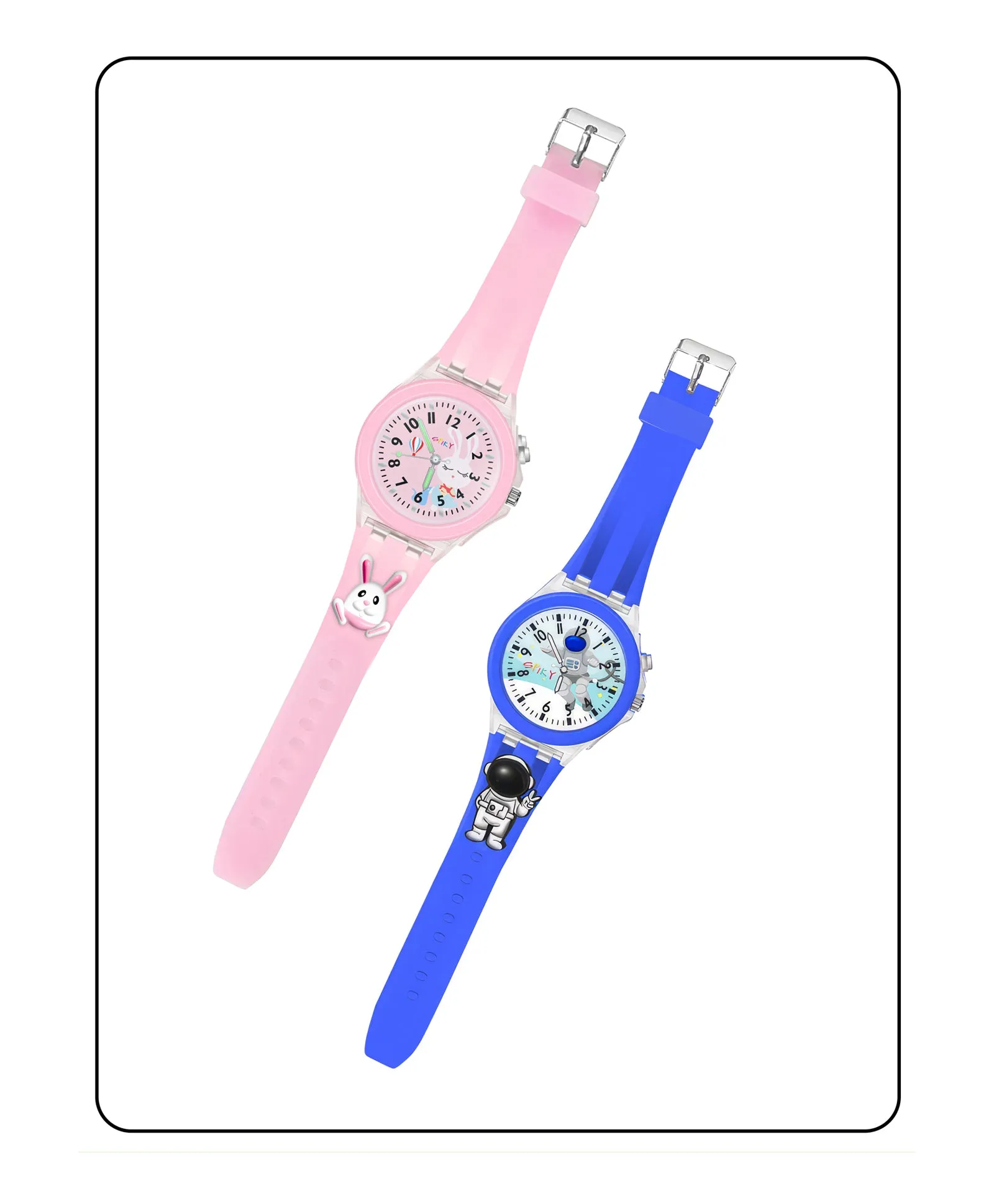 Spiky Combo of Butterfly & Monkey 3D Cartoon Analog Light Watch