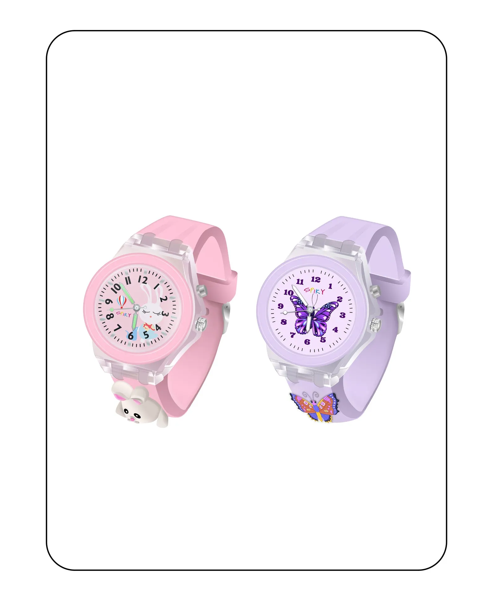 Spiky Combo of Butterfly & Monkey 3D Cartoon Analog Light Watch
