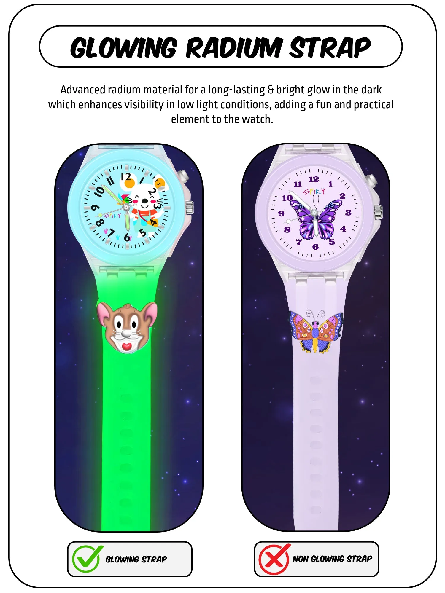 Spiky Combo of Butterfly & Monkey 3D Cartoon Analog Light Watch