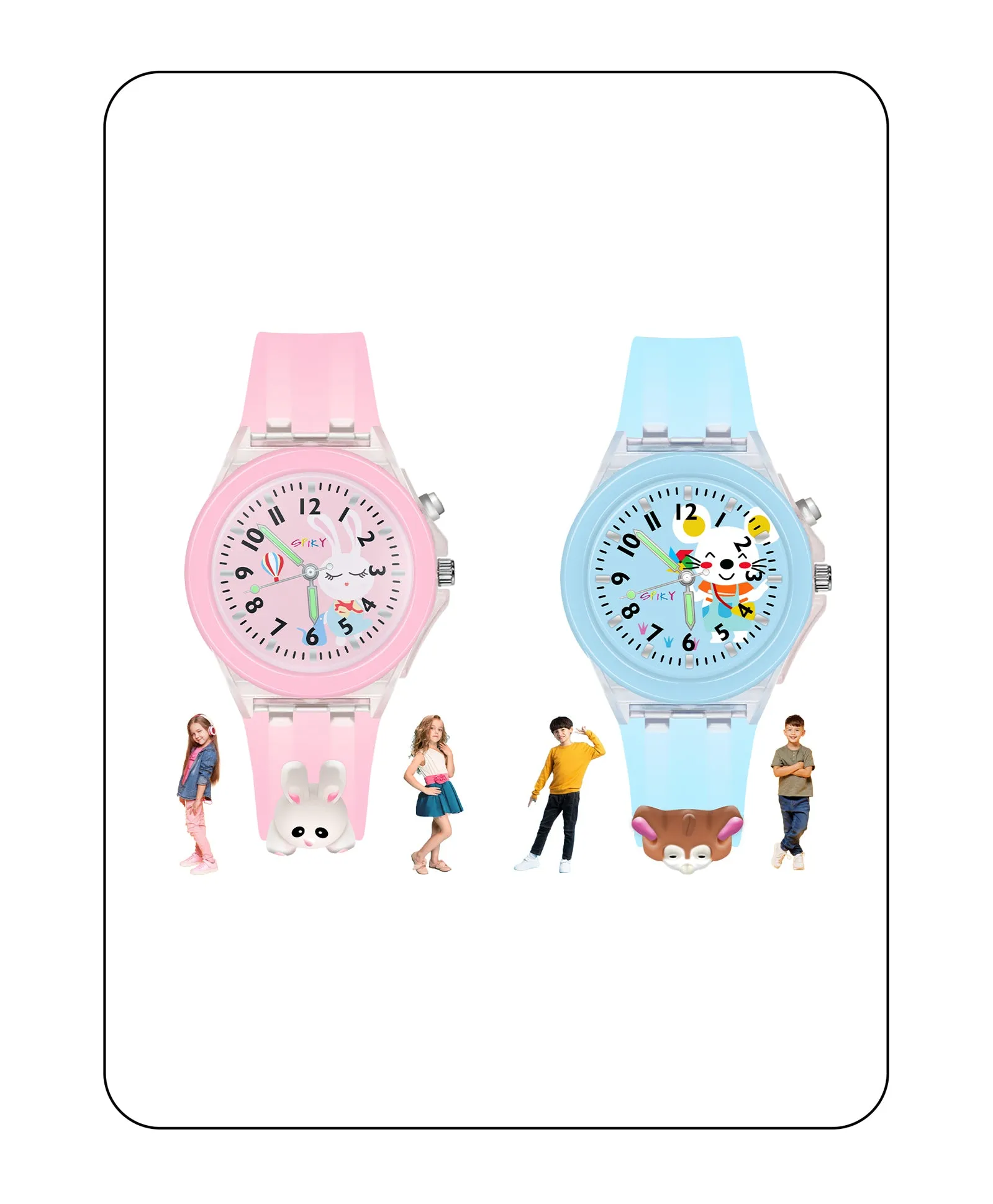 Spiky Combo of Butterfly & Monkey 3D Cartoon Analog Light Watch