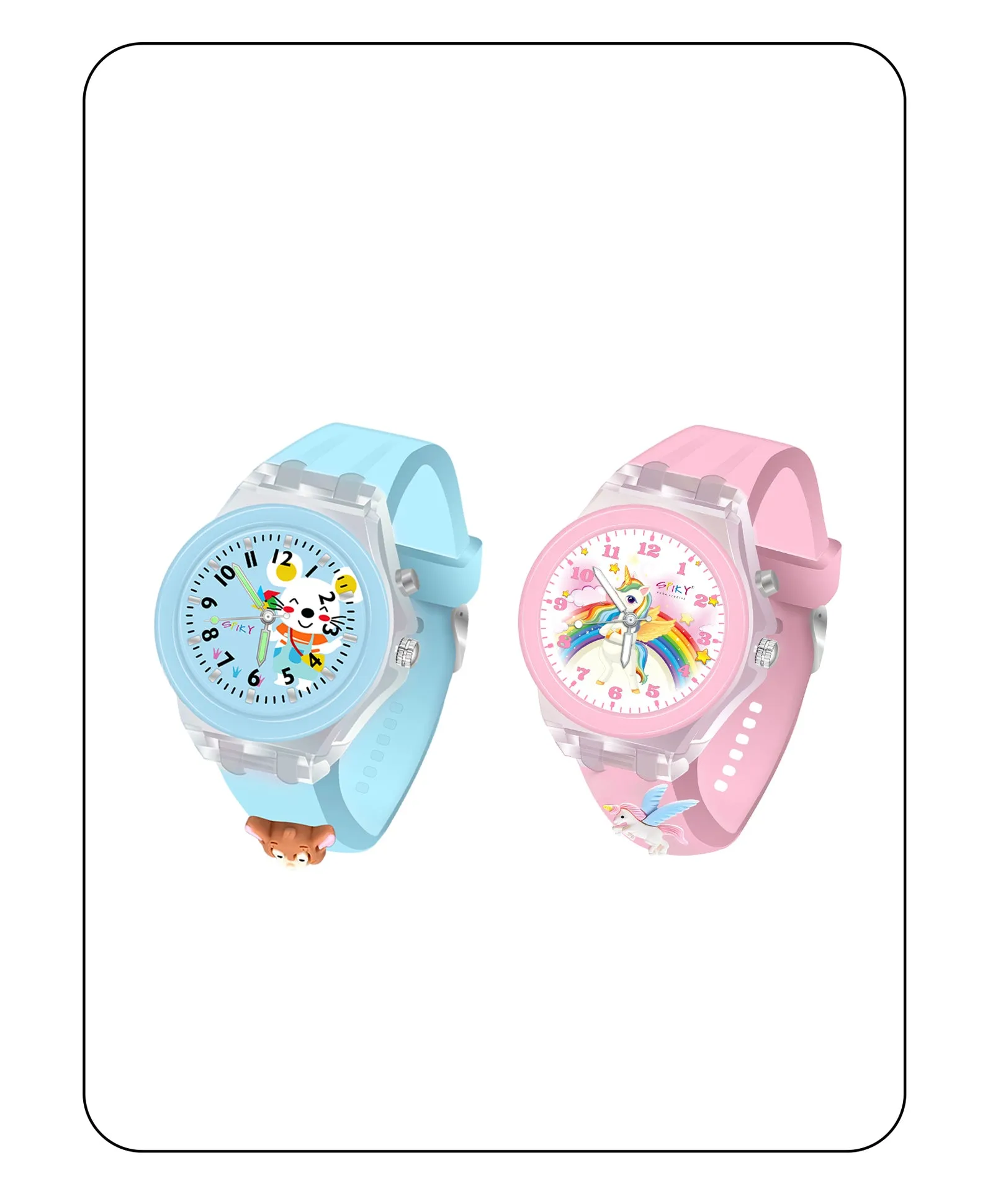 Spiky Combo of Butterfly & Monkey 3D Cartoon Analog Light Watch