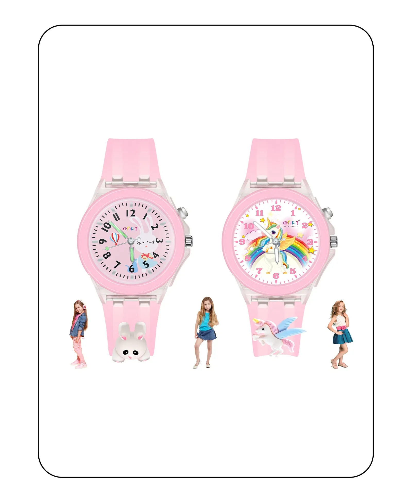 Spiky Combo of Butterfly & Monkey 3D Cartoon Analog Light Watch