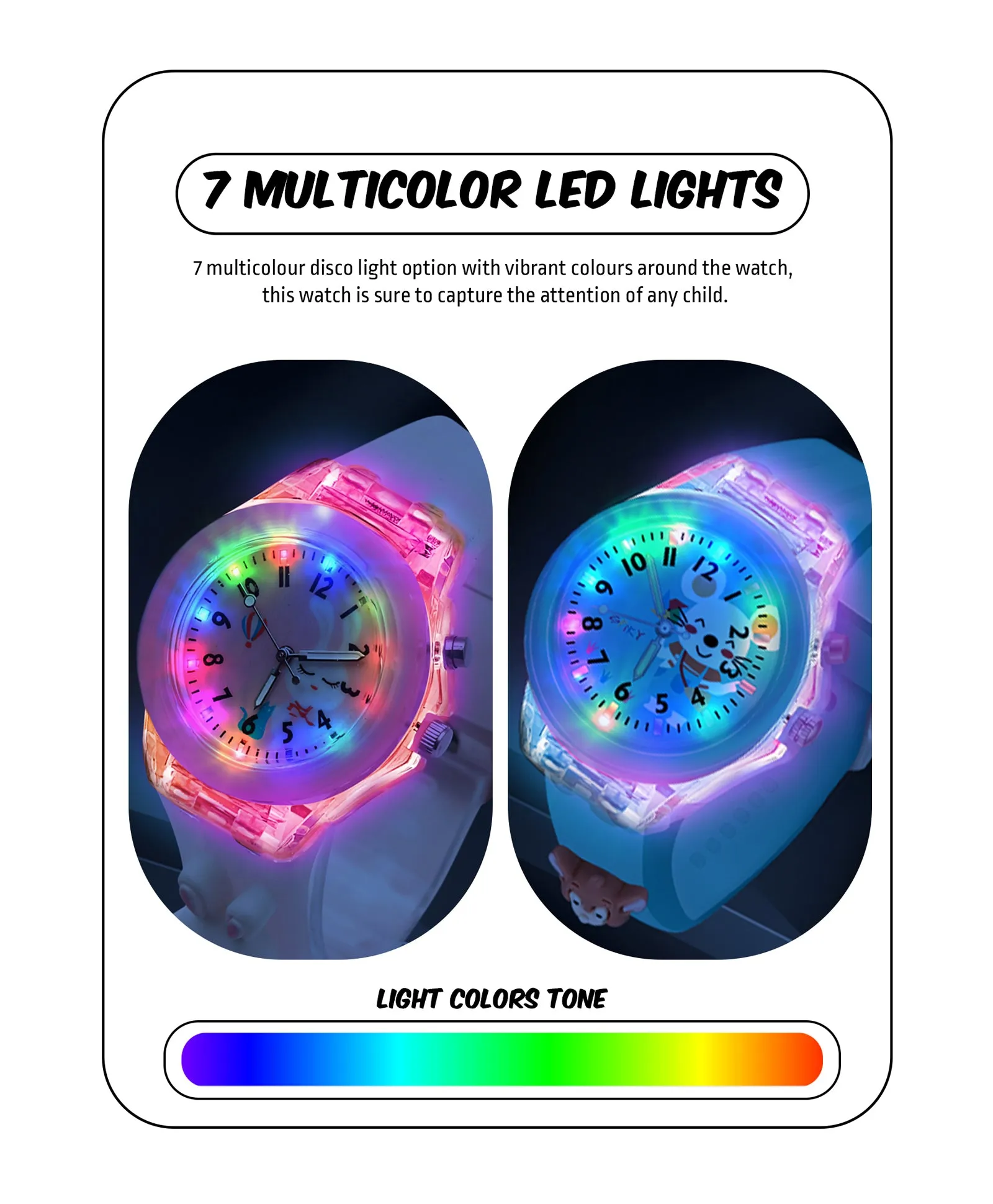 Spiky Combo of Butterfly & Monkey 3D Cartoon Analog Light Watch