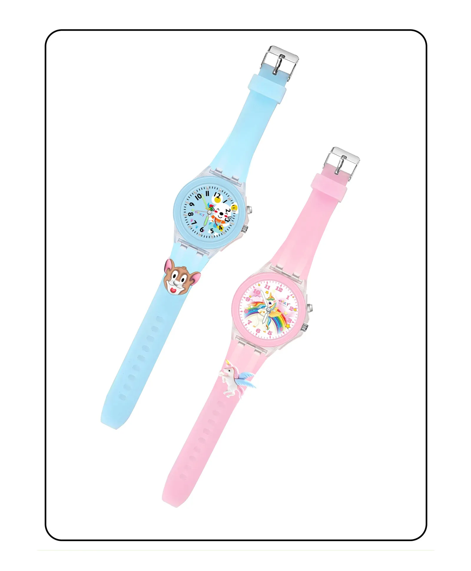 Spiky Combo of Butterfly & Monkey 3D Cartoon Analog Light Watch