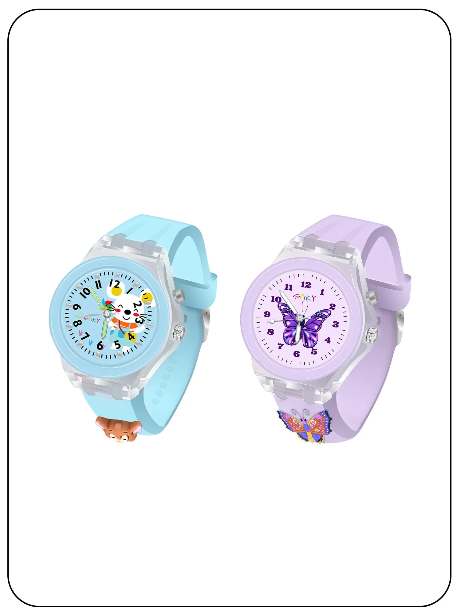 Spiky Combo of Butterfly & Monkey 3D Cartoon Analog Light Watch