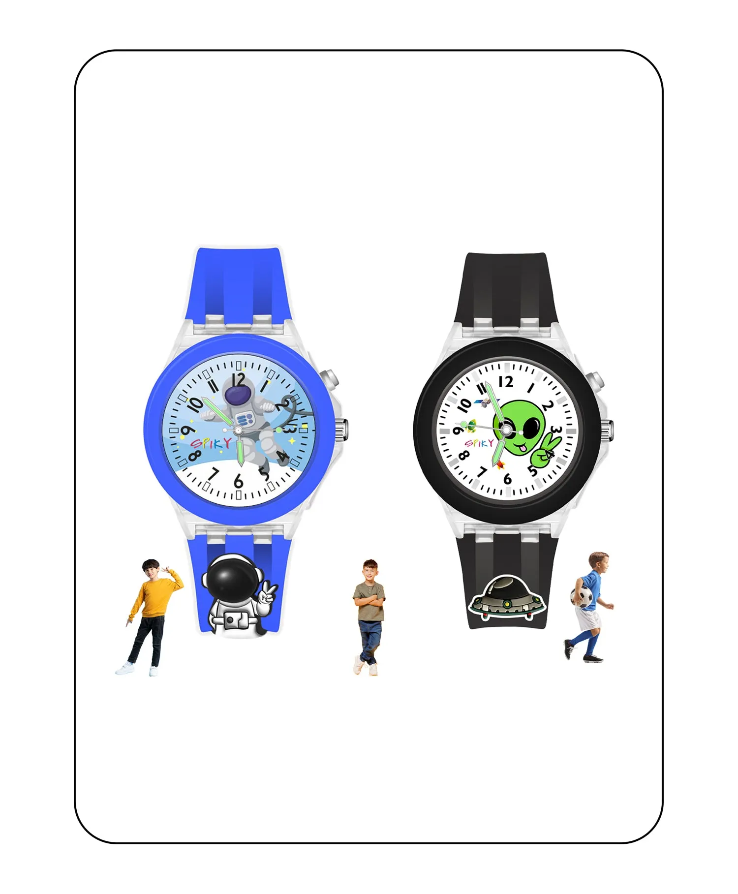 Spiky Combo of Butterfly & Monkey 3D Cartoon Analog Light Watch