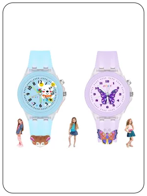 Spiky Combo of Butterfly & Monkey 3D Cartoon Analog Light Watch
