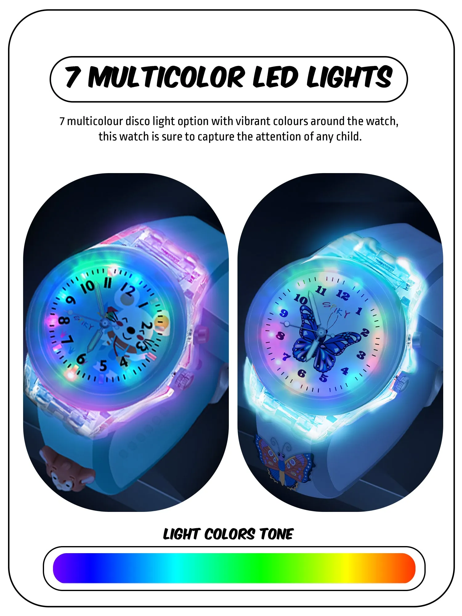 Spiky Combo of Butterfly & Monkey 3D Cartoon Analog Light Watch