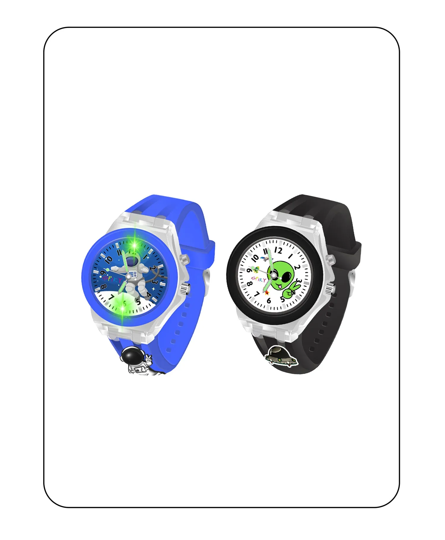 Spiky Combo of Butterfly & Monkey 3D Cartoon Analog Light Watch