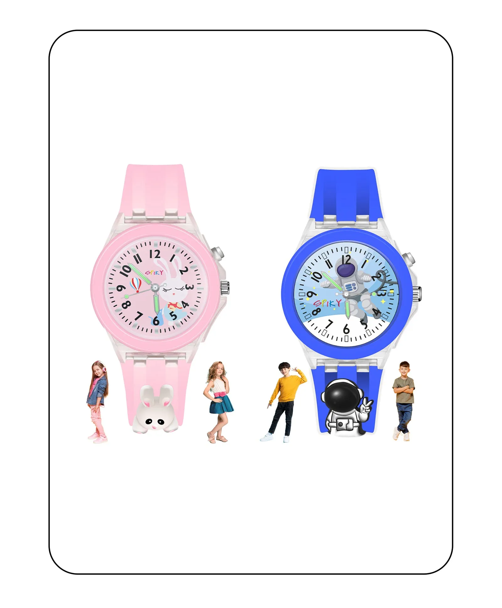 Spiky Combo of Butterfly & Monkey 3D Cartoon Analog Light Watch