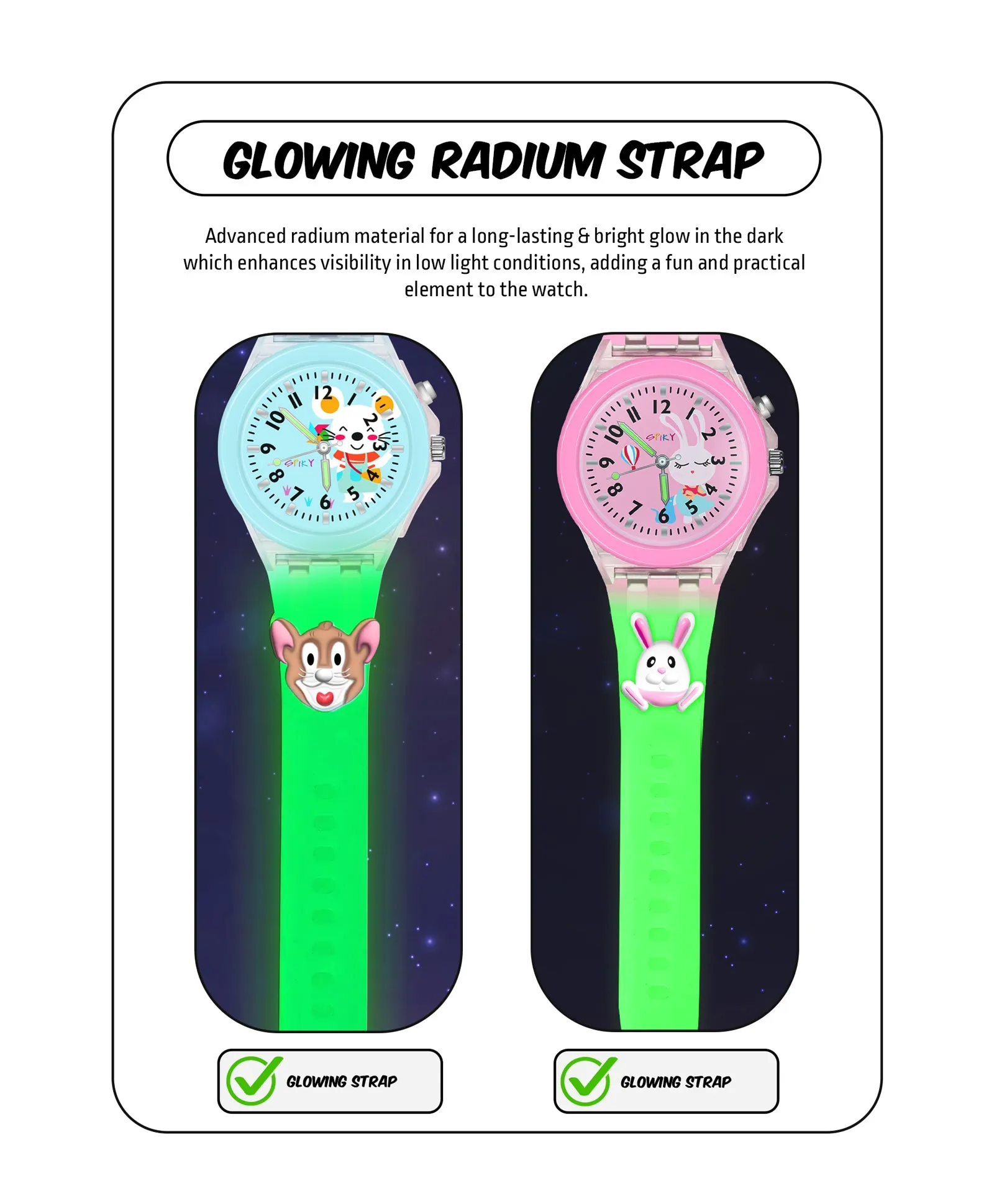 Spiky Combo of Butterfly & Monkey 3D Cartoon Analog Light Watch