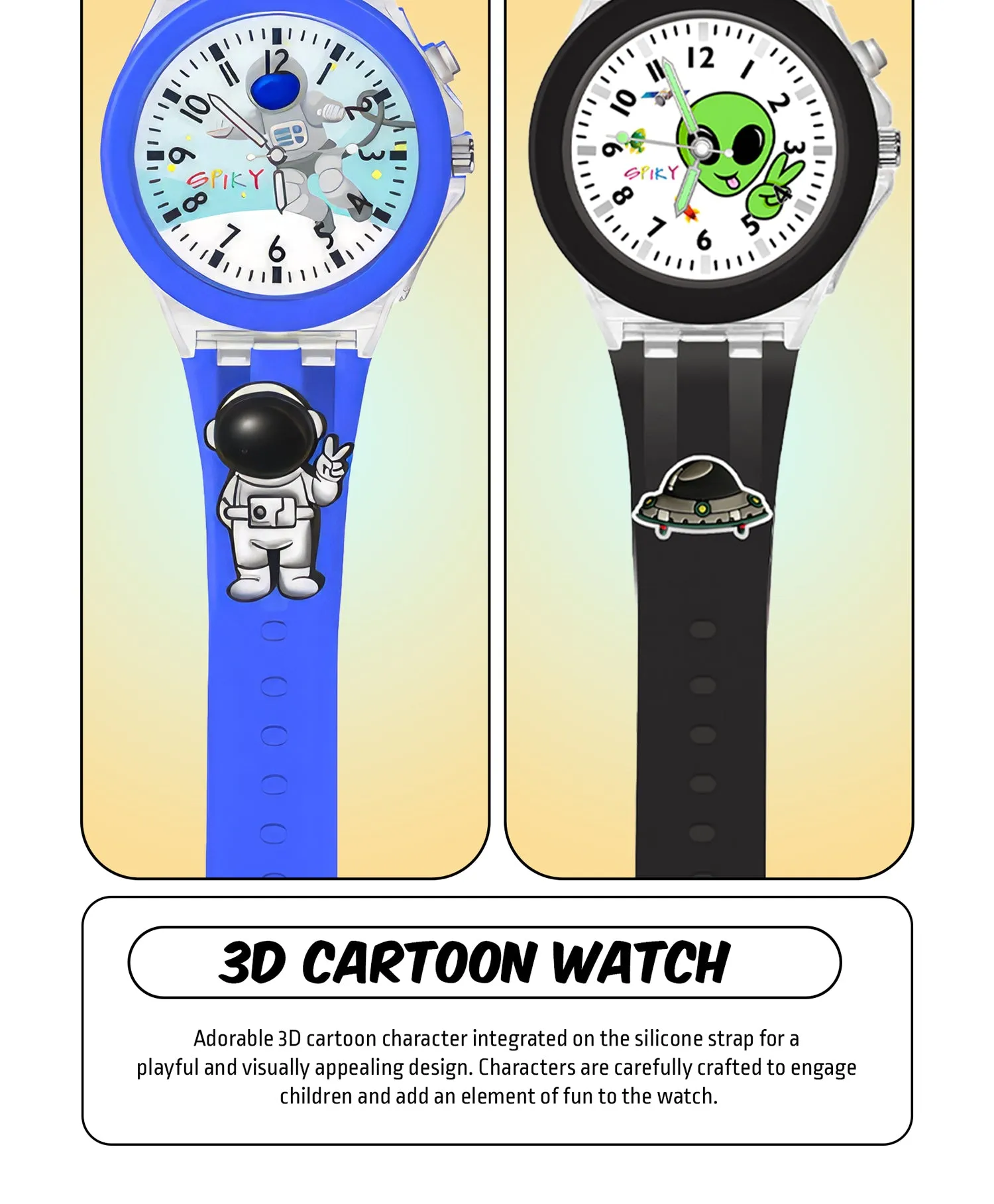 Spiky Combo of Butterfly & Monkey 3D Cartoon Analog Light Watch