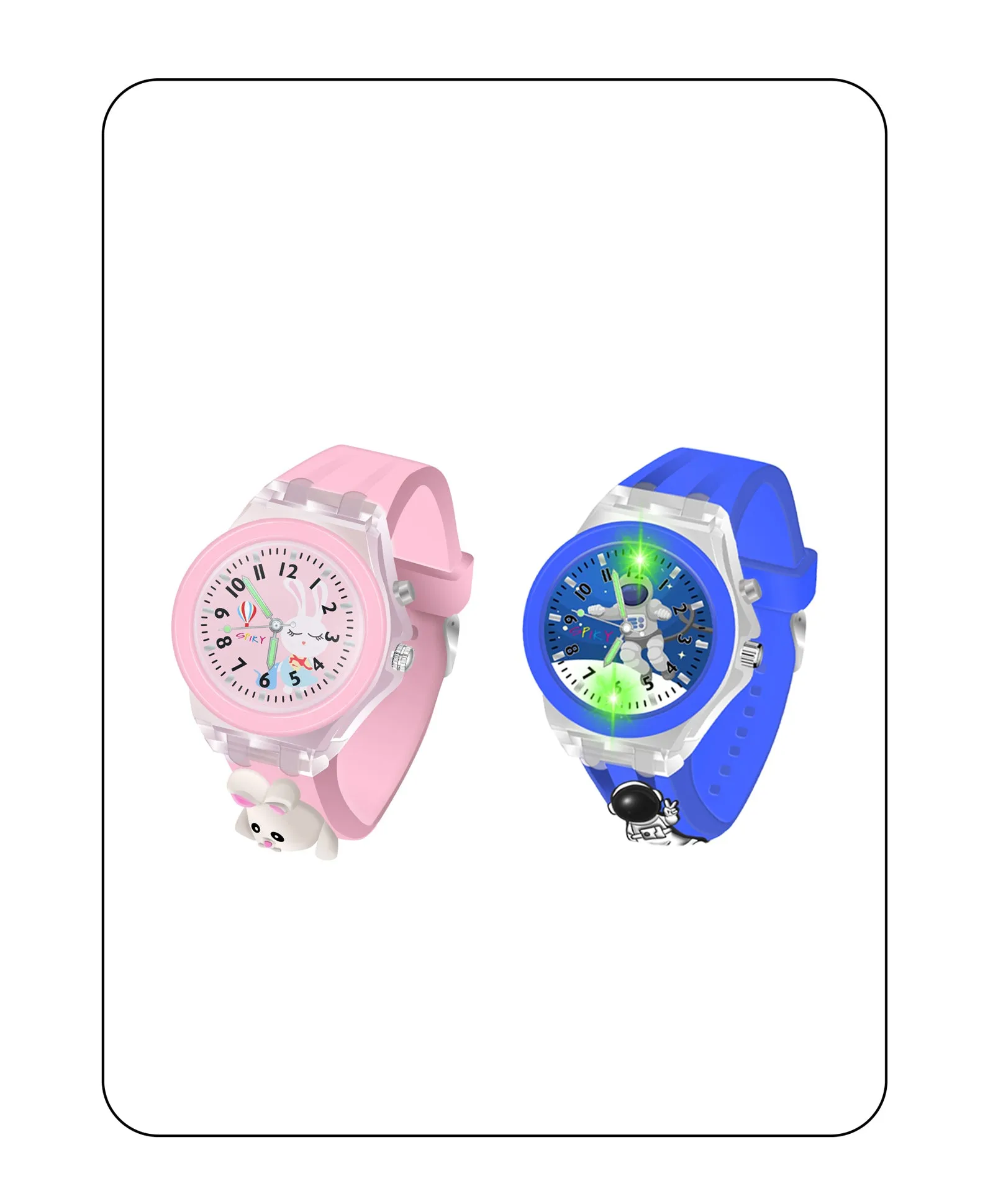 Spiky Combo of Butterfly & Monkey 3D Cartoon Analog Light Watch