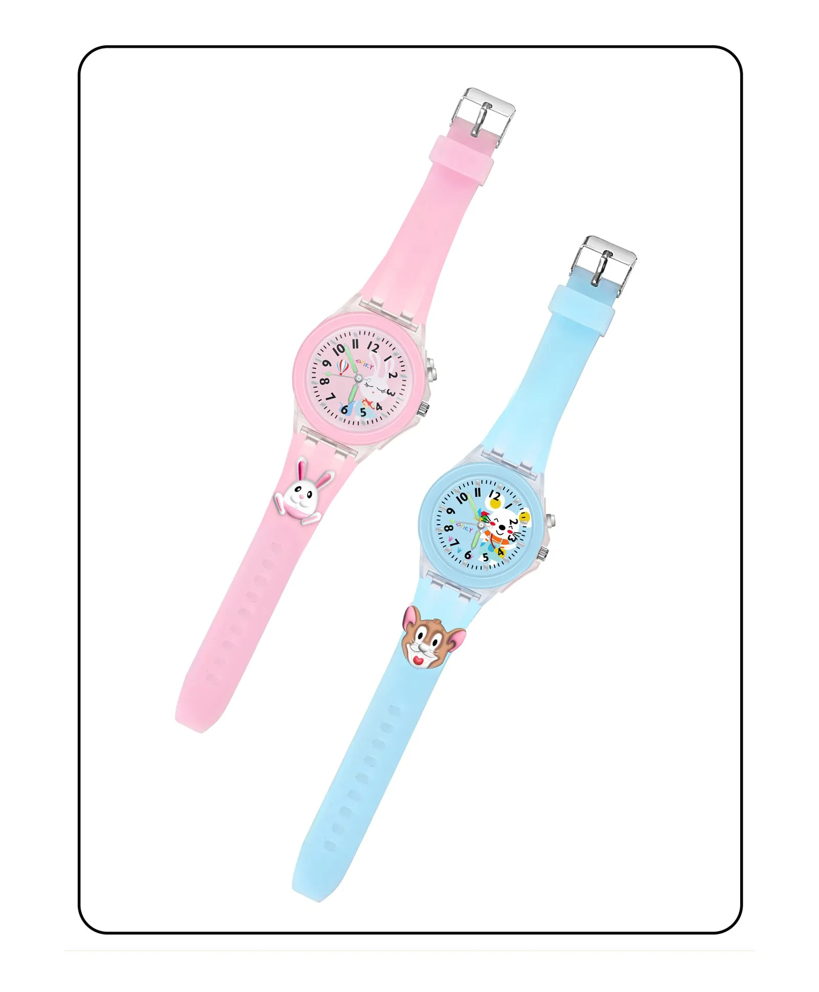 Spiky Combo of Butterfly & Monkey 3D Cartoon Analog Light Watch