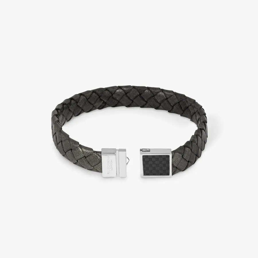 Stainless Steel Braided Carbon Woven Bracelet - Grey