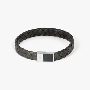 Stainless Steel Braided Carbon Woven Bracelet - Grey