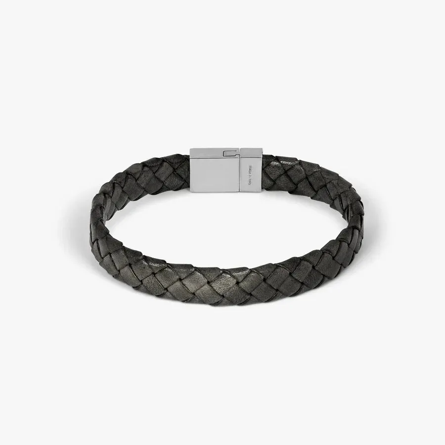 Stainless Steel Braided Carbon Woven Bracelet - Grey