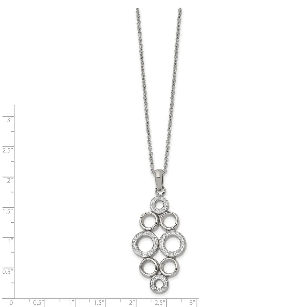 Stainless Steel Polished w/Preciosa Crystal 16in w/2in ext. Necklace