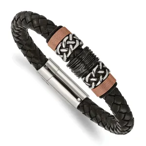 Stainless Steel Polished/Antiqued Blk IP Brown IP Blk Rubber Blk Leather Br