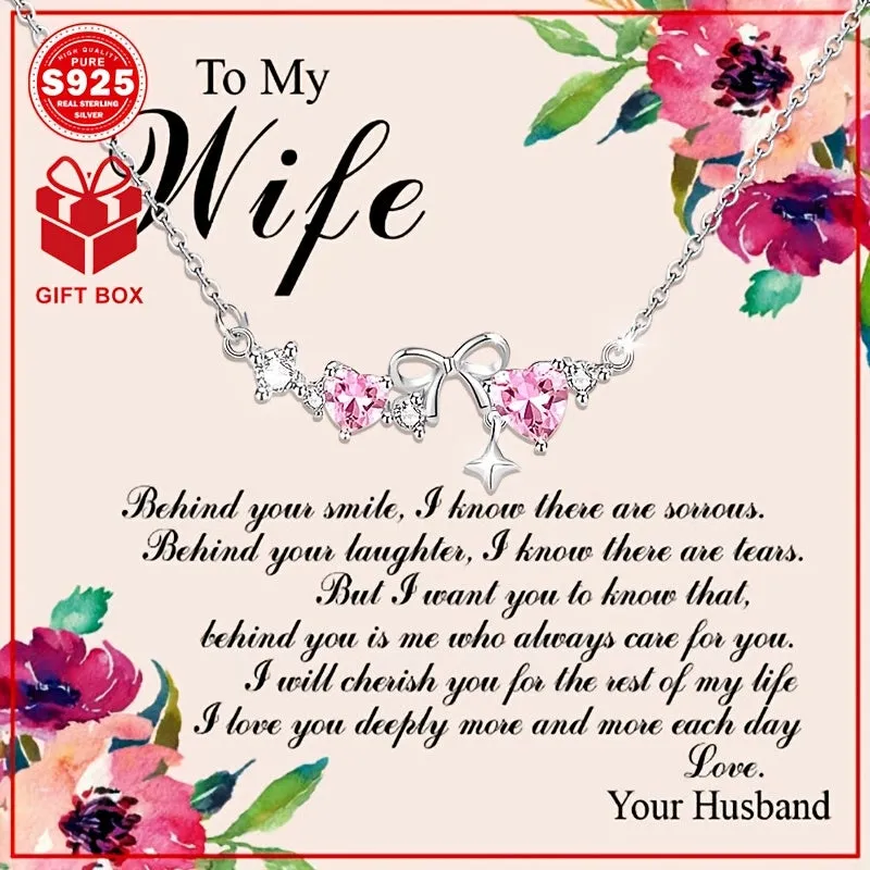 Star Butterfly Heart Necklace S925 Silver Zirconia Bow Heart