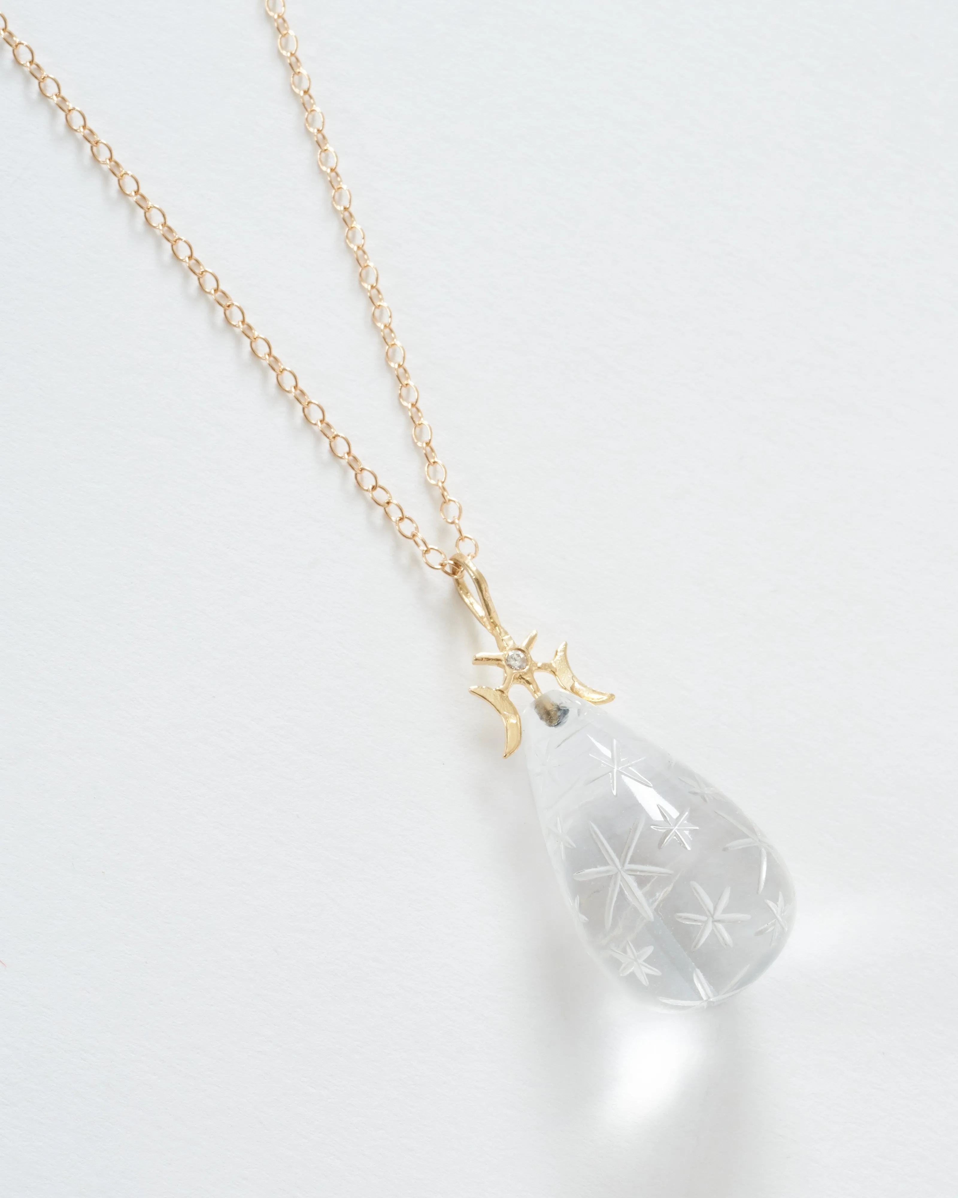 starry moon quartz drop necklace