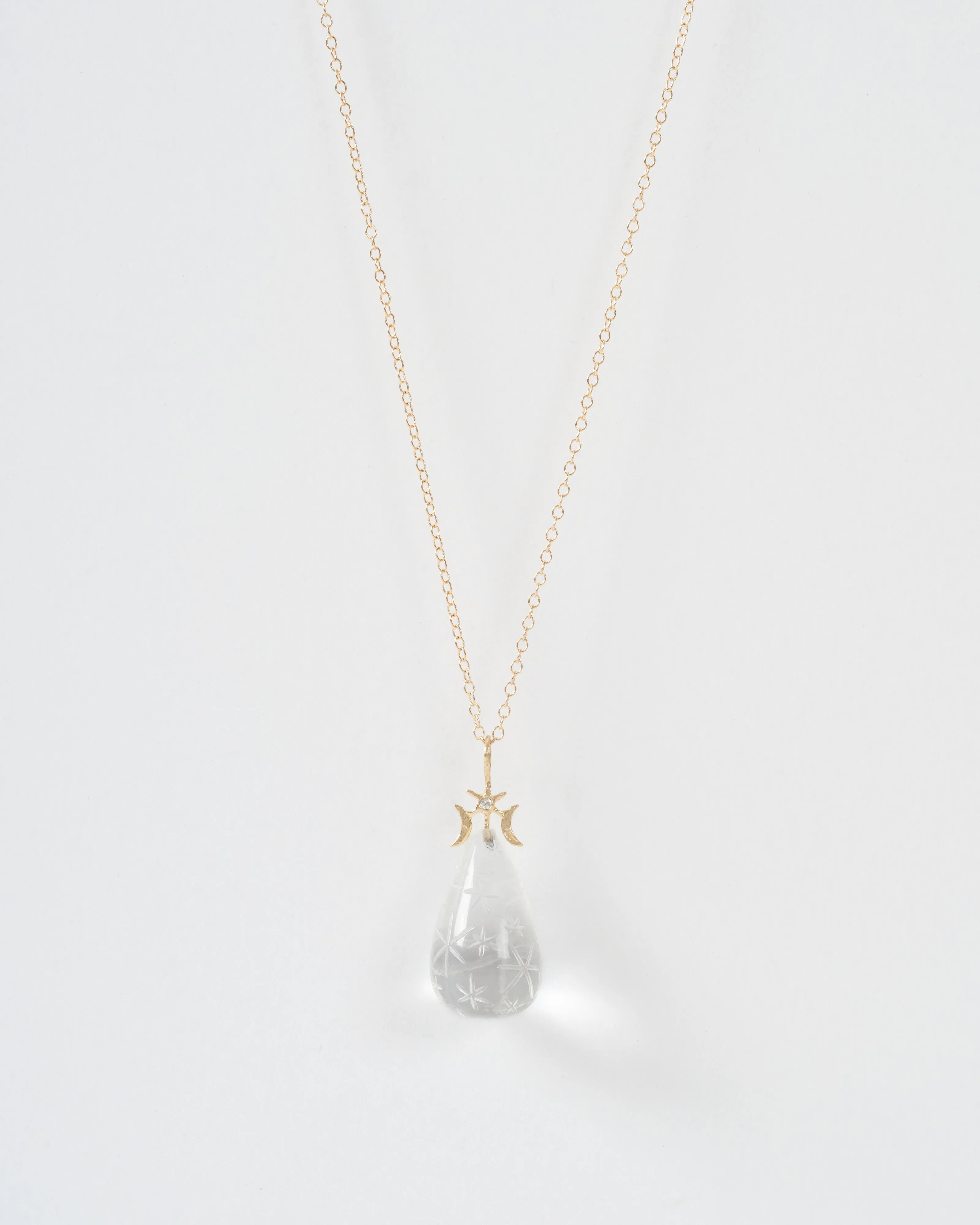 starry moon quartz drop necklace