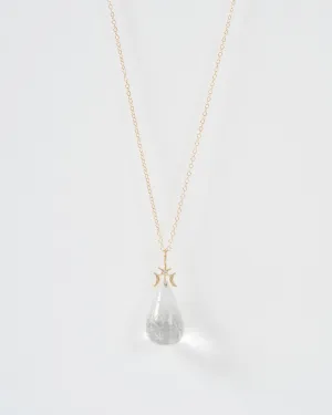starry moon quartz drop necklace