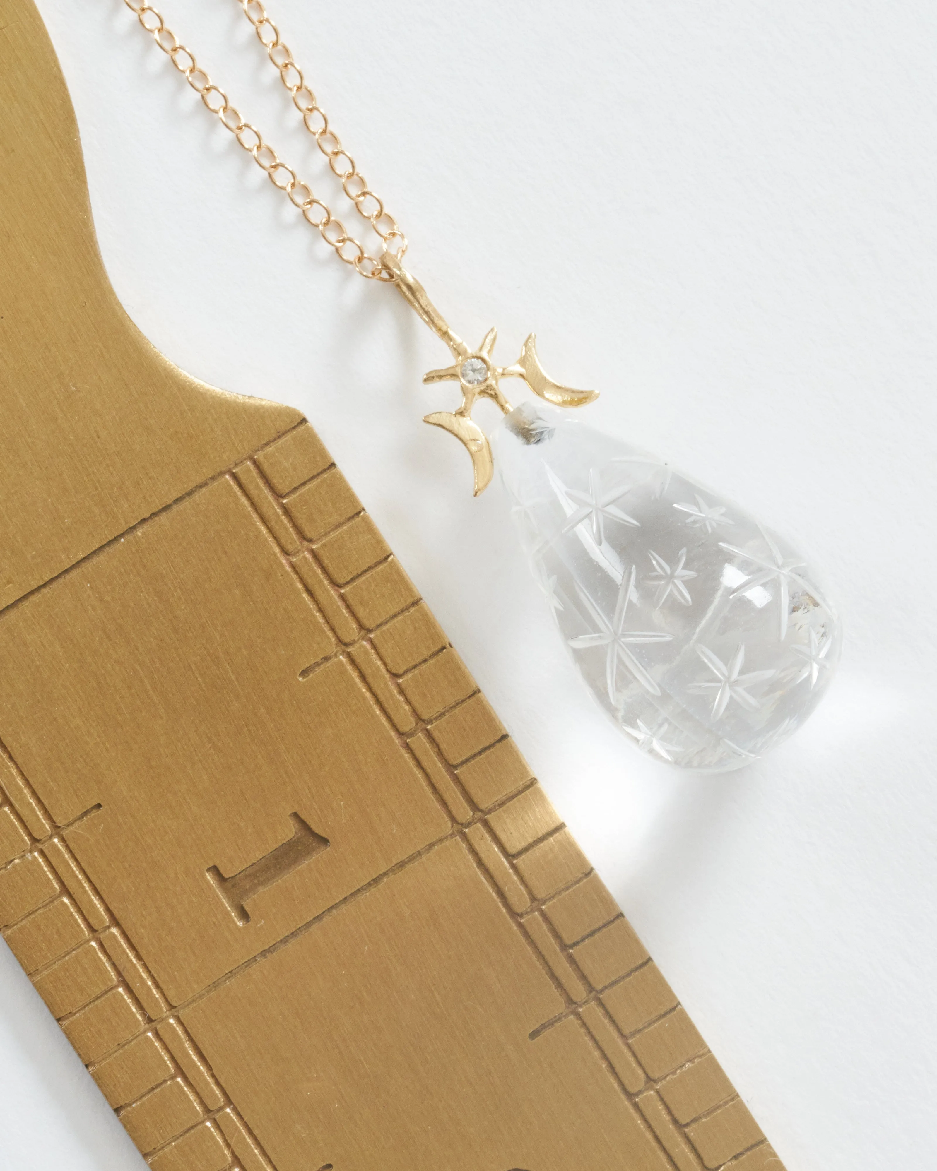 starry moon quartz drop necklace