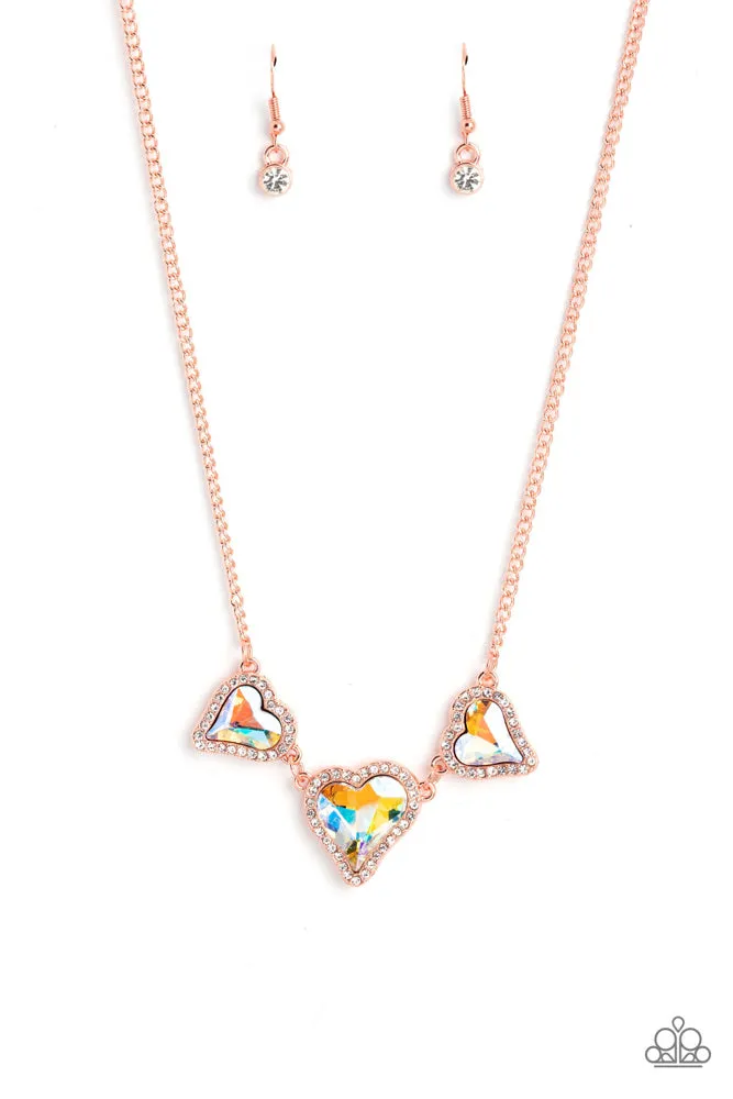 State of the HEART - Copper - Iridescent Gem Paparazzi Short Necklace - 2024 Gimme the Glitz Exclusive