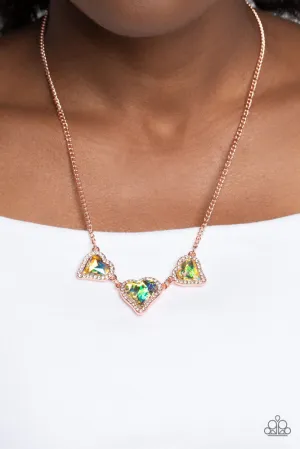 State of the HEART - Copper - Iridescent Gem Paparazzi Short Necklace - 2024 Gimme the Glitz Exclusive