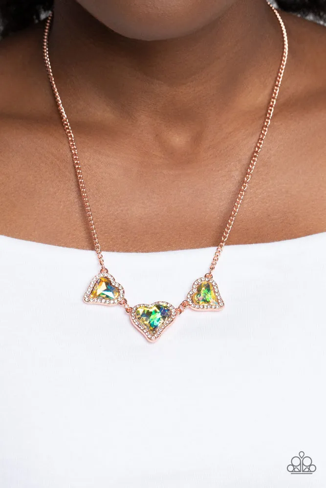State of the HEART - Copper - Iridescent Gem Paparazzi Short Necklace - 2024 Gimme the Glitz Exclusive