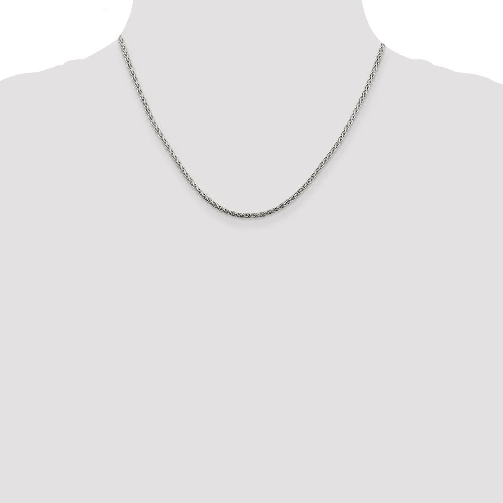 Sterling Silver 2mm Diamond-cut Spiga Chain