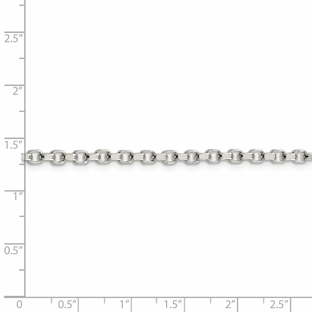 Sterling Silver 3.5mm Diamond-cut Rolo Chain