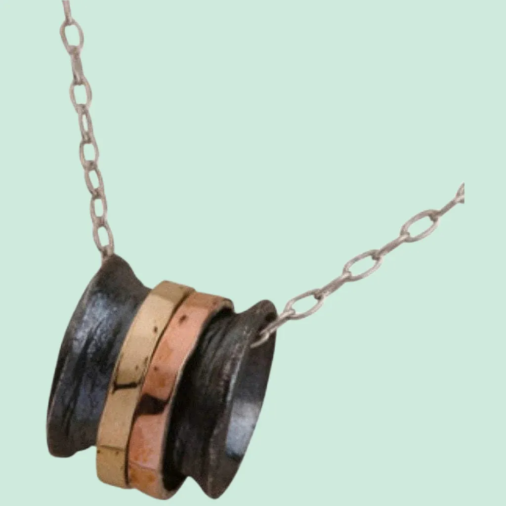 Sterling silver and Gold  pendant / Necklace for Woman Israeli Jewelry