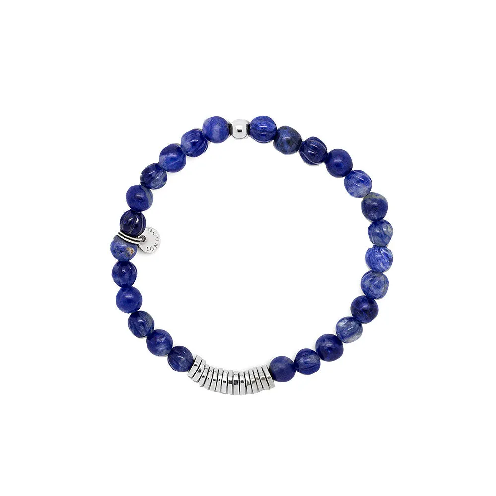 Sterling Silver Blue Sodalite Bead Bracelet